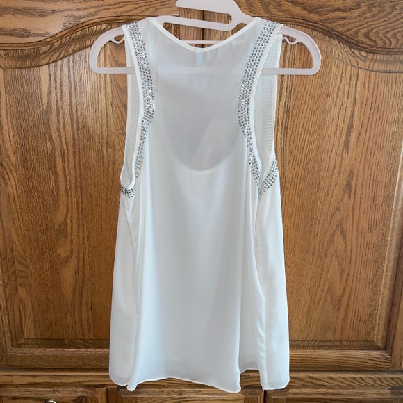 Womens White or Ivory Flowy Tank Top with Sparkle - Picture 2 of 7